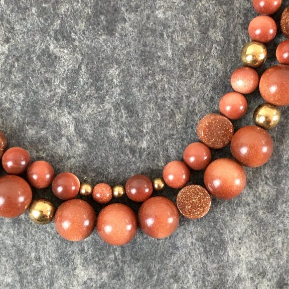 Double strand goldstone necklace - vintage costume jewelry - Picture 3 of 4